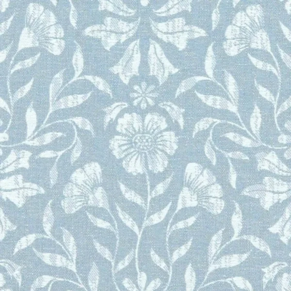 Berkeley Fabric - Denim by blue botanical jacquard fabric from Clarke & Clarke