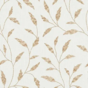 brown botanical embroideried fabric from Clarke & Clarke