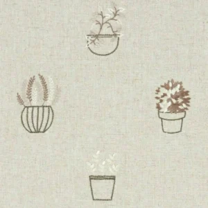brown botanical embroideried fabric from Clarke & Clarke