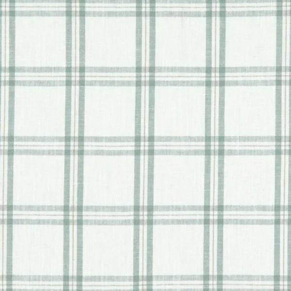Kelmscott Fabric - Mineral by green checked linen fabric from Clarke & Clarke
