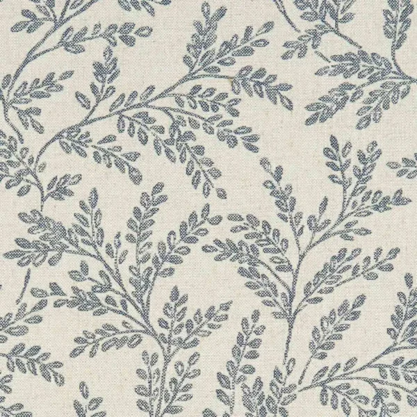 Ferndown Fabric - Denim by blue botanical woven fabric from Clarke & Clarke