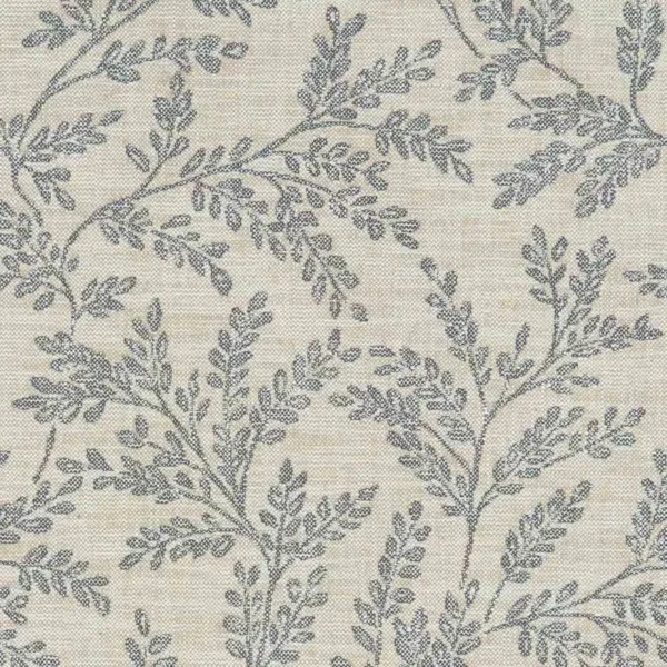 Ferndown Fabric - Natural by black-grey botanical woven fabric from Clarke & Clarke