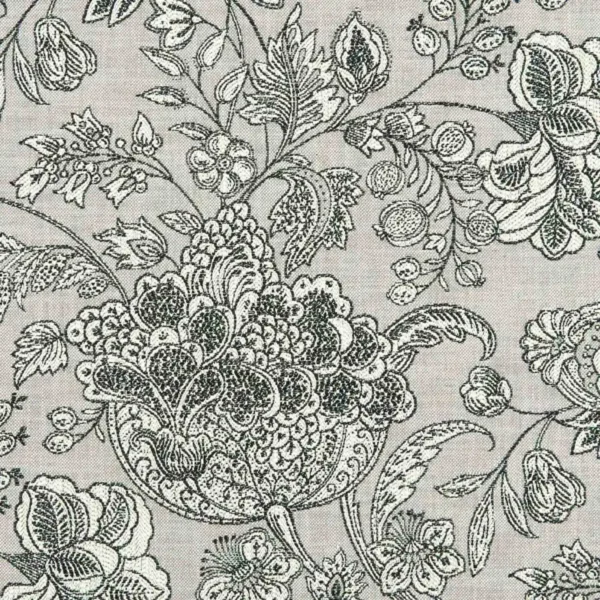 black-grey botanical woven fabric from Clarke & Clarke