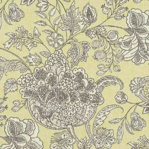Woodsford Fabric - Citron by yellow botanical woven fabric from Clarke & Clarke