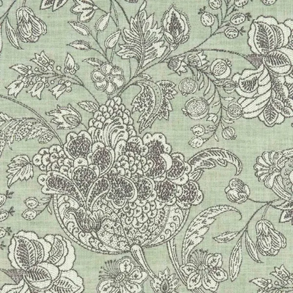 Woodsford Fabric - Sage by green botanical woven fabric from Clarke & Clarke