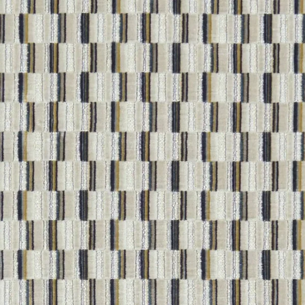 Cubis Fabric - Denim by black-grey geometric velvet-chenille fabric from Clarke & Clarke