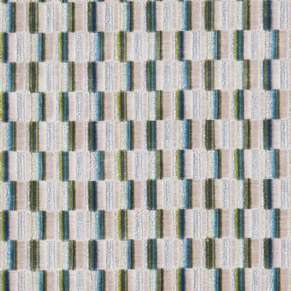 Cubis Fabric - Peacock by black-grey geometric velvet-chenille fabric from Clarke & Clarke