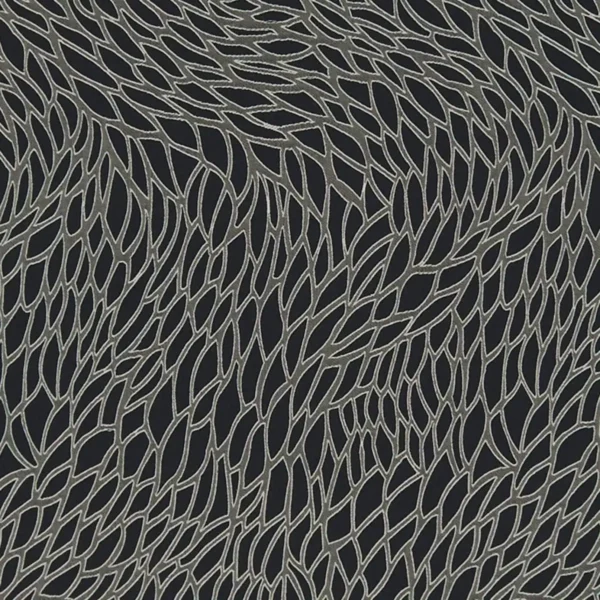 Corallino Fabric - Nero by black-grey misc jacquard fabric from Clarke & Clarke