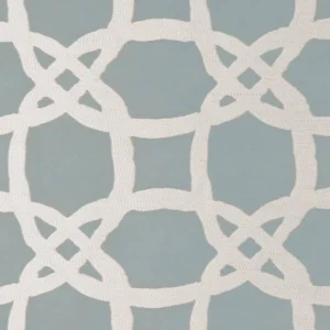 blue geometric jacquard fabric from Clarke & Clarke