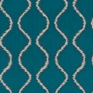 blue geometric jacquard fabric from Clarke & Clarke