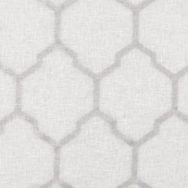 Arturo Fabric - Silver by black-grey geometric voile-sheer fabric from Clarke & Clarke