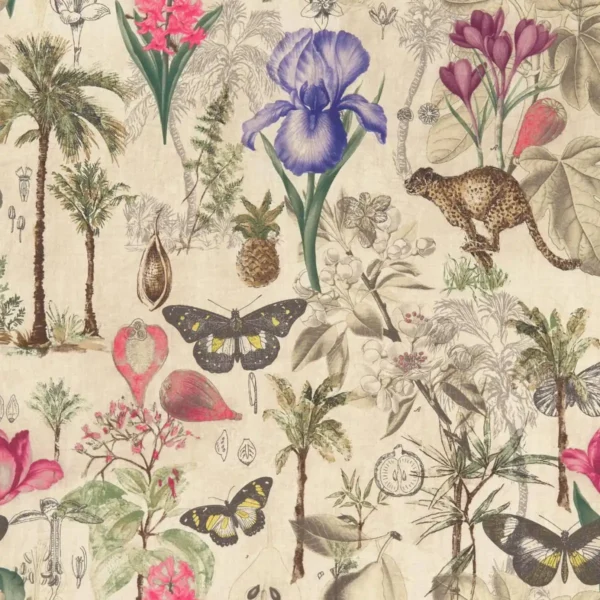 Botany Fabric - Summer by multicolour animal cotton fabric from Clarke & Clarke