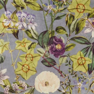 green botanical velvet-chenille fabric from Clarke & Clarke