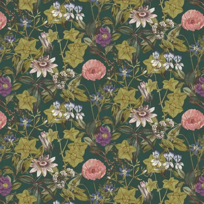 Passiflora Fabric - Emerald swatch