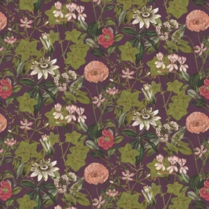 green botanical velvet-chenille fabric from Clarke & Clarke