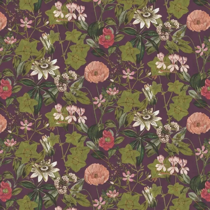 Passiflora Fabric - Mulberry swatch