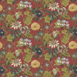 green botanical velvet-chenille fabric from Clarke & Clarke