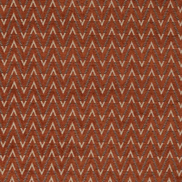 Zion Fabric - Spice by orange geometric velvet-chenille fabric from Clarke & Clarke