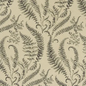 black-grey botanical printed fabric from Clarke & Clarke