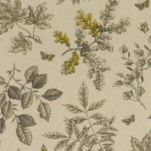 black-grey botanical printed fabric from Clarke & Clarke