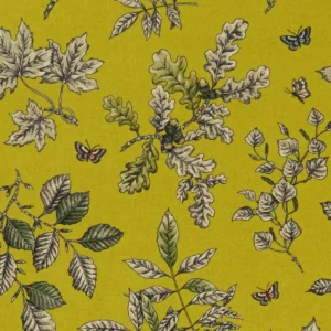 yellow botanical printed fabric from Clarke & Clarke