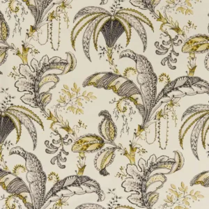 black-grey botanical printed fabric from Clarke & Clarke