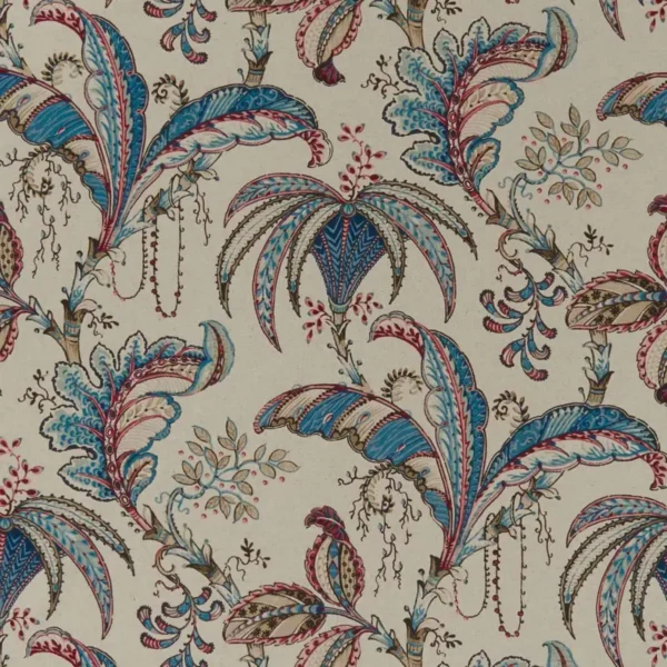 Ophelia Fabric - Denim by blue botanical printed fabric from Clarke & Clarke