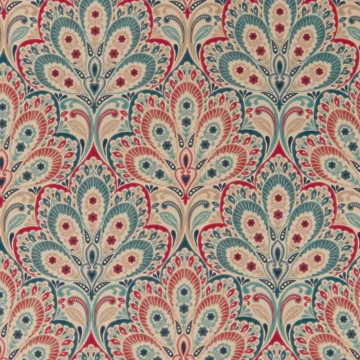 Persia Fabric - Denim / Raspberry swatch