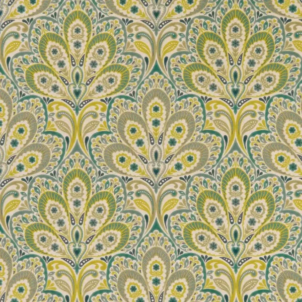Persia Fabric - Mineral by green botanical printed fabric from Clarke & Clarke