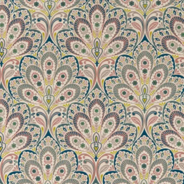 Persia Fabric - Multi by blue botanical printed fabric from Clarke & Clarke