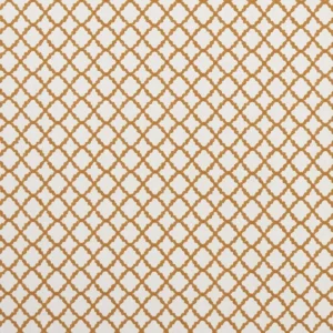 orange geometric embroideried fabric from Clarke & Clarke