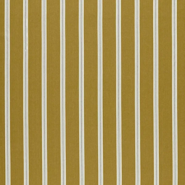 Knightsbridge - Ochre / Charcoal by neutral striped cotton fabric from Clarke & Clarke