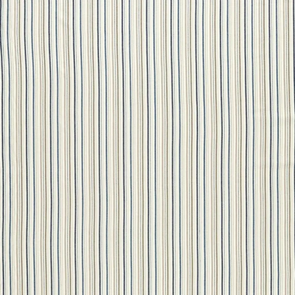 Maryland Fabric - Denim by blue striped cotton fabric from Clarke & Clarke