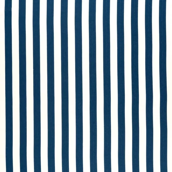 Portland Fabric - Navy by blue striped cotton fabric from Clarke & Clarke
