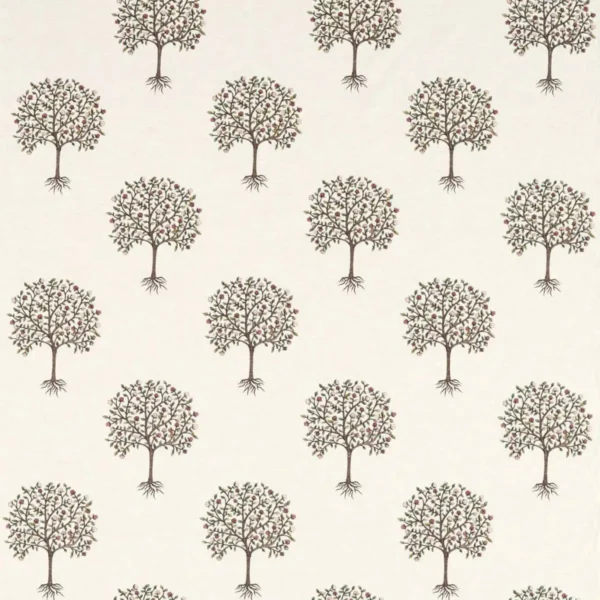 Bergamot Fabric - Blush / Linen by neutral botanical embroideried fabric from Clarke & Clarke
