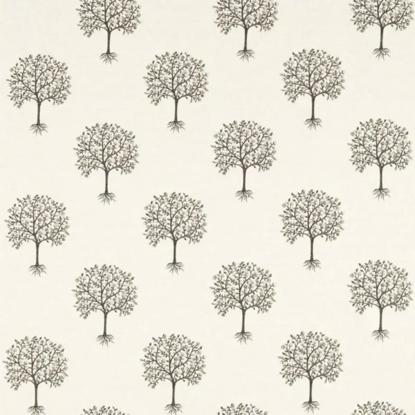 Bergamot Fabric - Charcoal / Linen by neutral botanical embroideried fabric from Clarke & Clarke
