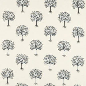 blue botanical embroideried fabric from Clarke & Clarke