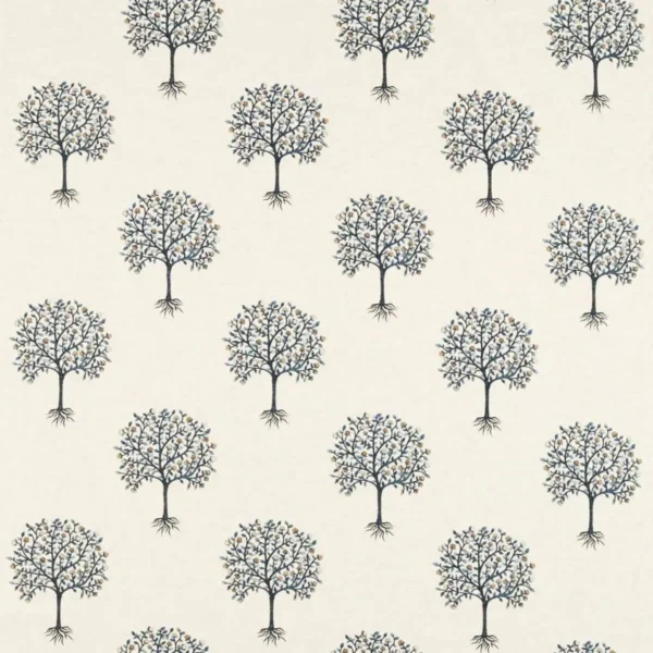blue botanical embroideried fabric from Clarke & Clarke
