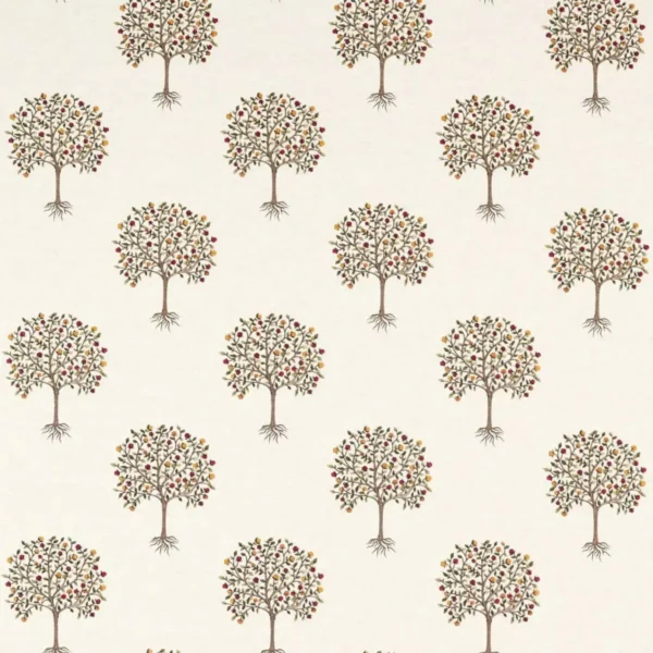 Bergamot Fabric - Multi / Linen by neutral botanical embroideried fabric from Clarke & Clarke
