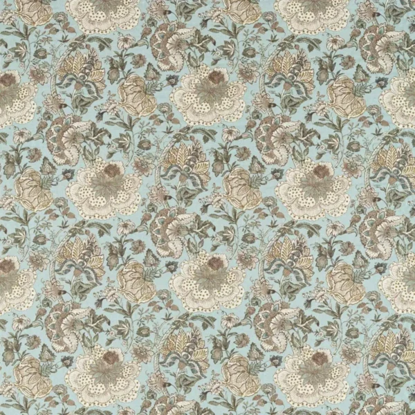 Lucienne Fabric - Mineral by green botanical printed fabric from Clarke & Clarke