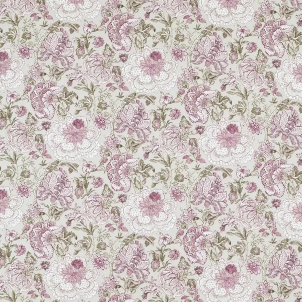Lucienne Fabric - Rasberry / Linen by pink botanical printed fabric from Clarke & Clarke