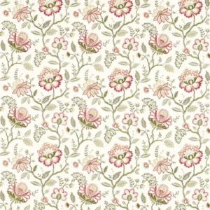 pink botanical embroideried fabric from Clarke & Clarke