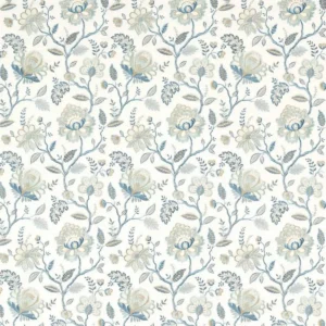 blue botanical embroideried fabric from Clarke & Clarke