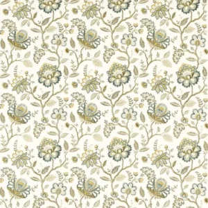 green botanical embroideried fabric from Clarke & Clarke