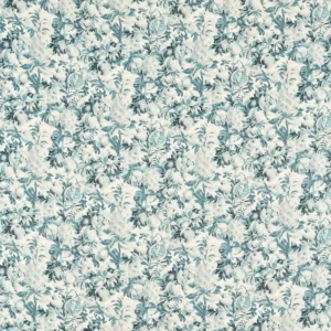 blue botanical velvet-chenille fabric from Clarke & Clarke