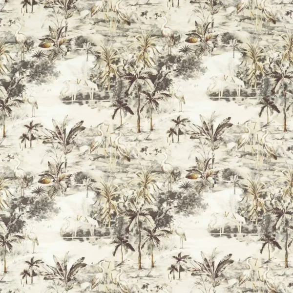 Habitat Fabric - Charcoal / Linen by black-grey animal printed fabric from Clarke & Clarke