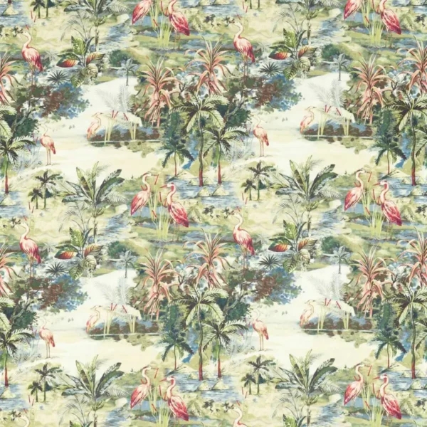 Habitat Fabric - Lagoon by green animal printed fabric from Clarke & Clarke