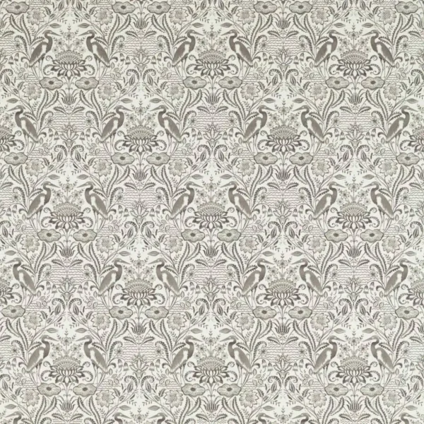 Nakuru Fabric - Charcoal / Linen by black-grey animal embroideried fabric from Clarke & Clarke