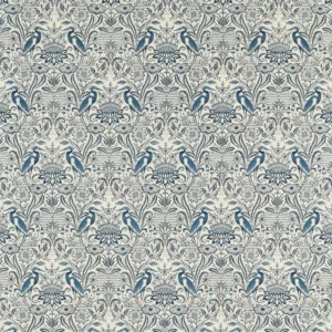 blue animal embroideried fabric from Clarke & Clarke
