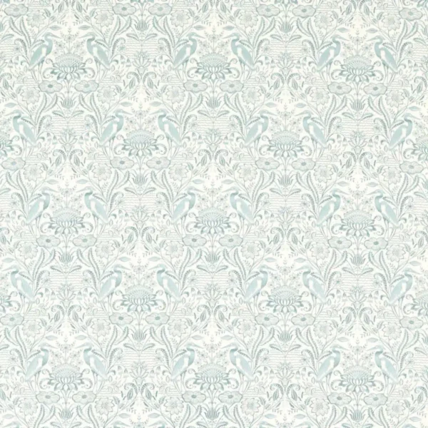 Nakuru Fabric - Mineral by blue animal embroideried fabric from Clarke & Clarke